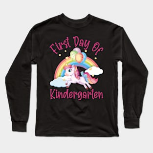 Lovely Unicorn and Rainbow | First Day of Kindergarten Long Sleeve T-Shirt